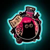 Menacing feline presence in dark, eerie, black cat neon sign.