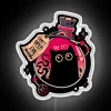 Add mysterious dark ambiance with neon evil black cat sign.