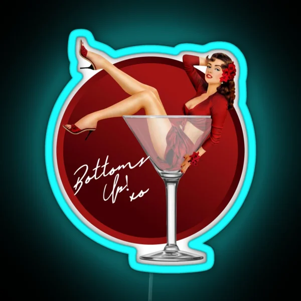 Bottoms Up Martini Pin Up RGB Neon Sign