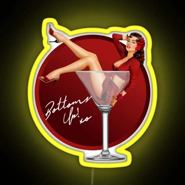 Bottoms Up Martini Pin Up RGB Neon Sign