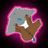 Glowing neon bouldering bear illuminates your climbing or gaming space