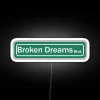 RGB Neon Sign Featuring Encrypted 'Boulevard of Broken Dreams' Song Title