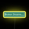 RGB Neon Sign with Green Day Song Lyrics 'Boulevard Dreams' Design