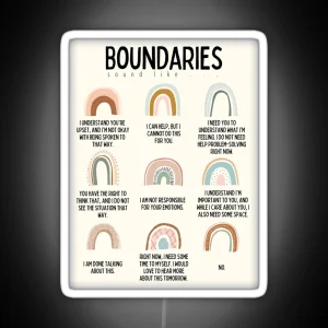 Boundaries Mental Health Reminder For Counselors RGB Neon Sign