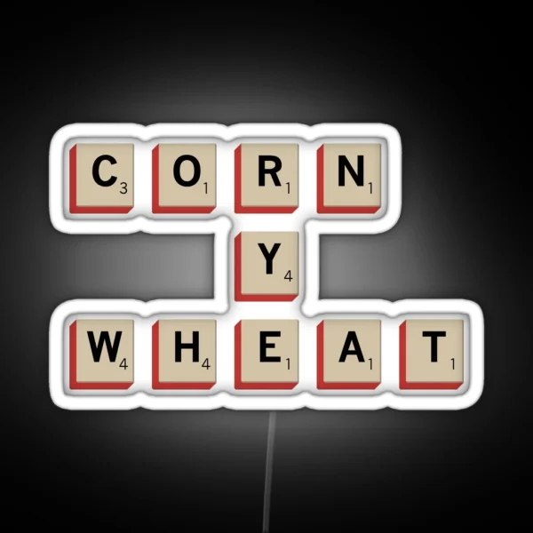 Bourbon Rye And Wheat Whiskey Scrabble RGB Neon Sign