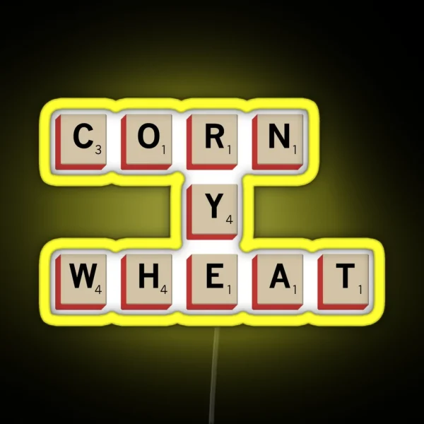 Bourbon Rye And Wheat Whiskey Scrabble RGB Neon Sign