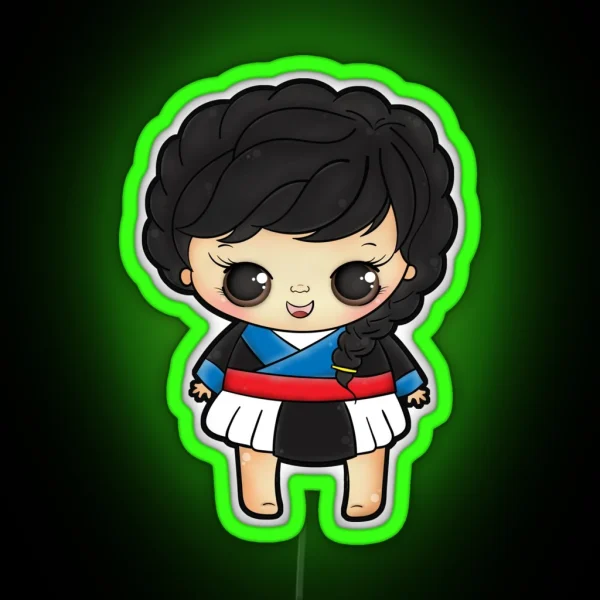 Braided Hair Hmong Girl RGB Neon Sign