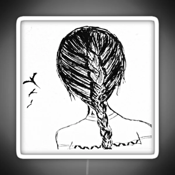 Braided Hair Ink Art RGB Neon Sign