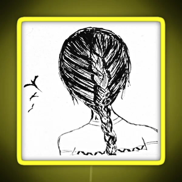 Braided Hair Ink Art RGB Neon Sign