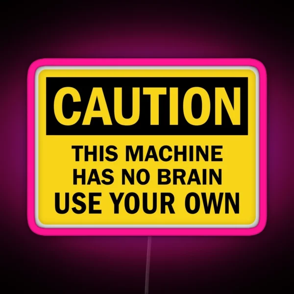 Brain Warning Sign RGB Neon Sign