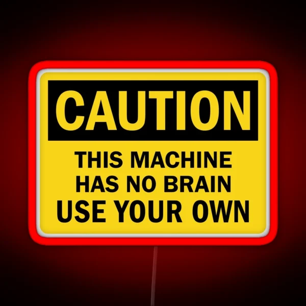 Brain Warning Sign RGB Neon Sign