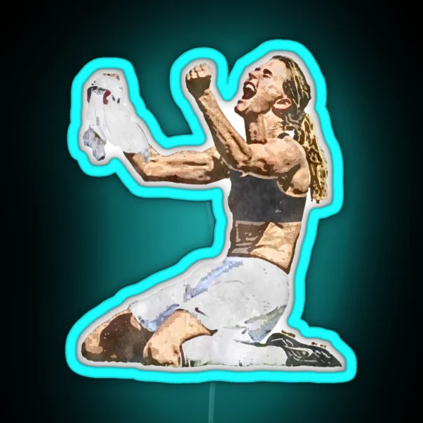 Brandi Chastain S Celebration After Winning The World Cup RGB Neon Sign