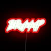 Vibrant RGB neon wall decor with loud soundwave design.