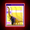 Electric Brasseosaurus dinosaur wall decoration in vibrant multicolored neon lighting