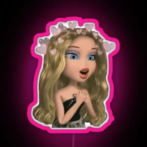 Bratz Cloe Hearts Pink Edit RGB Neon Sign