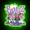 Vibrant neon art featuring original Bratz dolls in bold colors