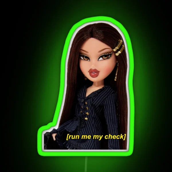 Bratz Run Me My Check Jade Doll RGB Neon Sign