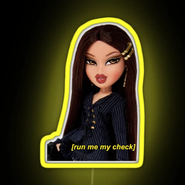 Bratz Run Me My Check Jade Doll RGB Neon Sign