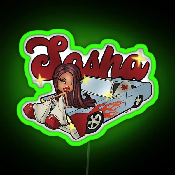Bratz Sasha Car Flames RGB Neon Sign