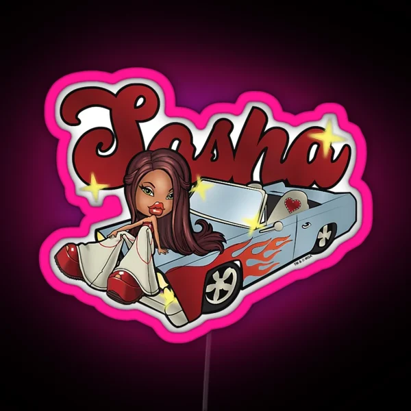 Bratz Sasha Car Flames RGB Neon Sign