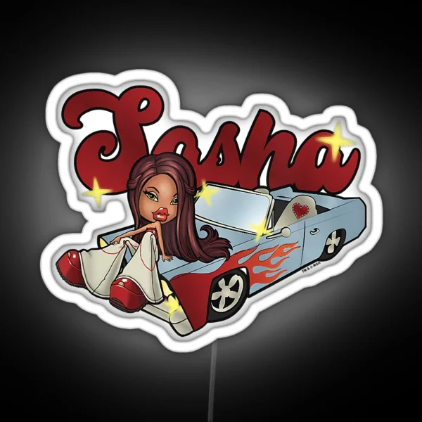 Bratz Sasha Car Flames RGB Neon Sign