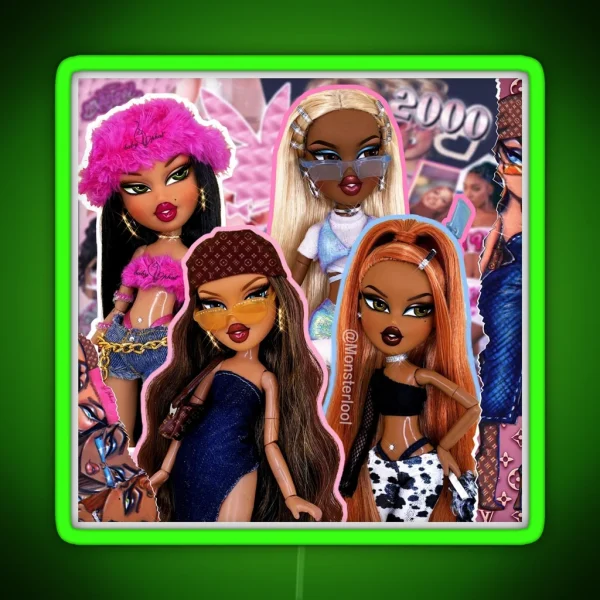BRATZ Y2K COLLAGE By Monsterlool RGB Neon Sign