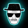 Walter White's iconic Heisenberg smile in vibrant RGB neon lighting