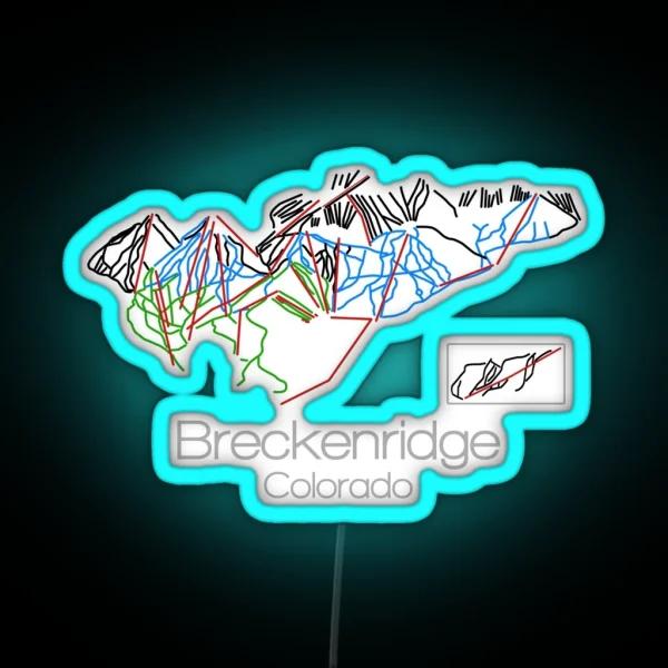 Breckenridge Colorado Tail Map Ski Snowboard Colorado Mountain RGB Neon Sign