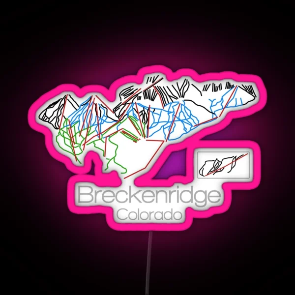 Breckenridge Colorado Tail Map Ski Snowboard Colorado Mountain RGB Neon Sign