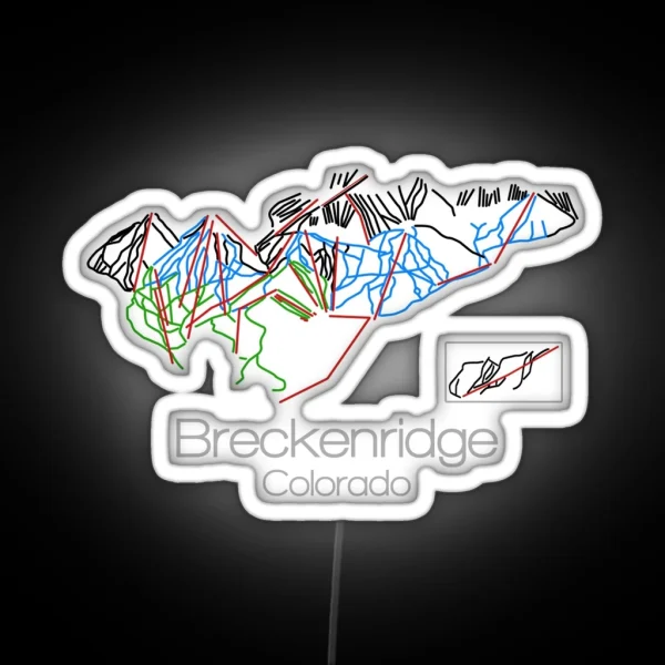 Breckenridge Colorado Tail Map Ski Snowboard Colorado Mountain RGB Neon Sign