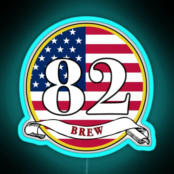 Brew82 American Flag Logo RGB Neon Sign