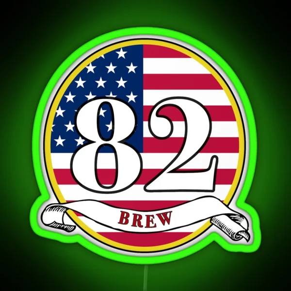 Brew82 American Flag Logo RGB Neon Sign