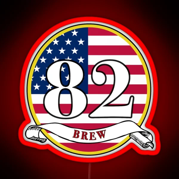 Brew82 American Flag Logo RGB Neon Sign