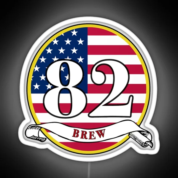 Brew82 American Flag Logo RGB Neon Sign