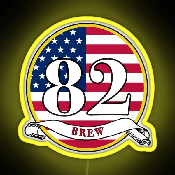 Brew82 American Flag Logo RGB Neon Sign