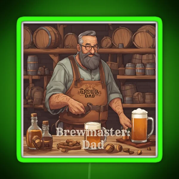 Brewmaster Dad Art RGB Neon Sign