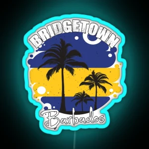 Bridgetown Barbados Flag Sunset RGB Neon Sign