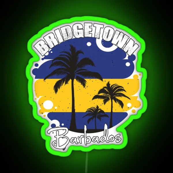 Bridgetown Barbados Flag Sunset RGB Neon Sign