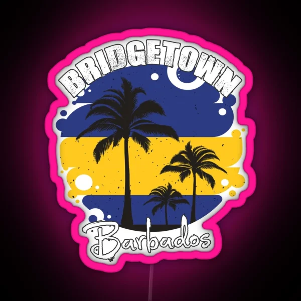 Bridgetown Barbados Flag Sunset RGB Neon Sign