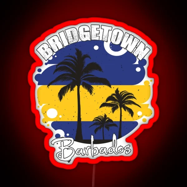 Bridgetown Barbados Flag Sunset RGB Neon Sign