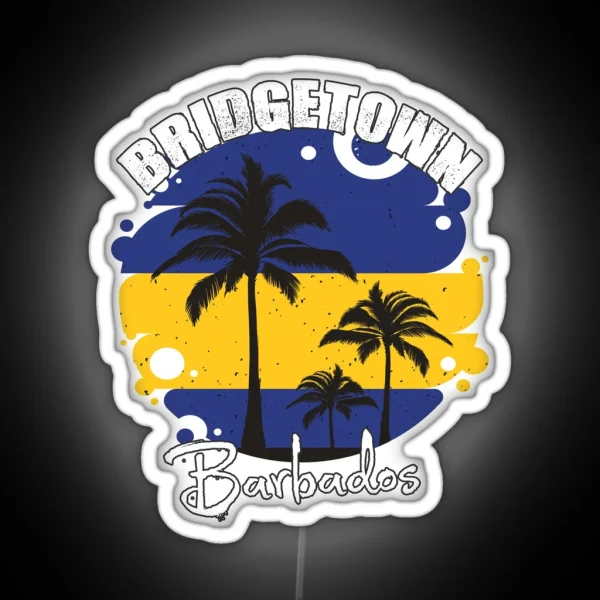 Bridgetown Barbados Flag Sunset RGB Neon Sign