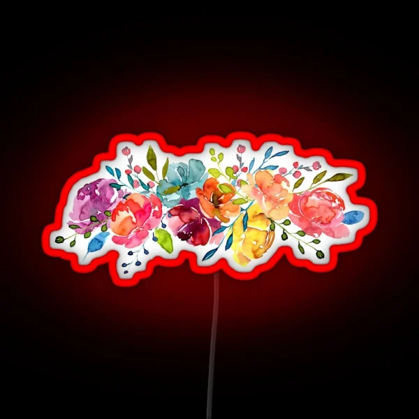 Bright Flowers Summer Watercolor Peonies RGB Neon Sign