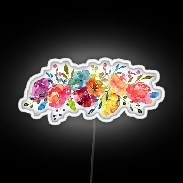 Bright Flowers Summer Watercolor Peonies RGB Neon Sign