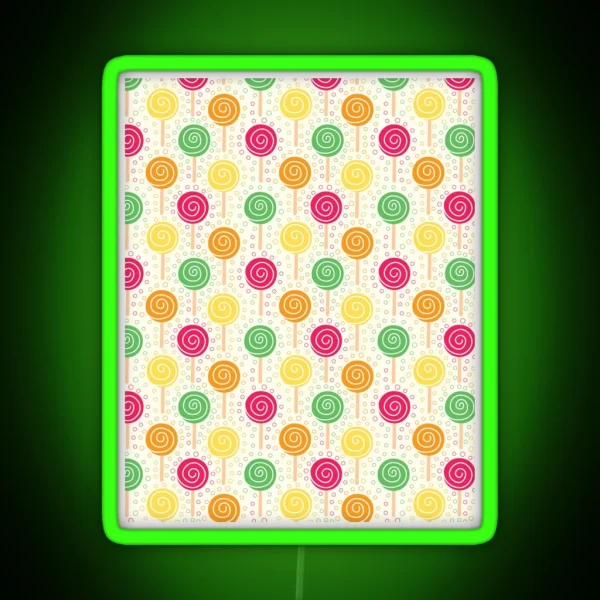 Bright Playful Candy Lollies Pattern RGB Neon Sign