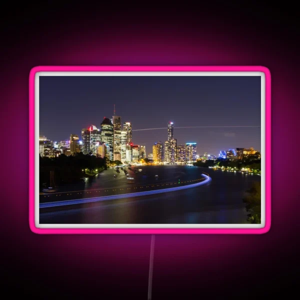 Brisbane City Light Trails RGB Neon Sign