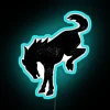 Vintage Bronco sports car illuminated by vibrant RGB LED lighting