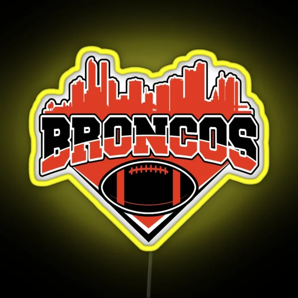 Broncos Football Skyline Football Team RGB Neon Sign