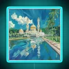 Vibrant digital art meets traditional Malay culture in neon light