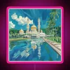 Brunei digital illustration vibrant RGB led color changing art display.