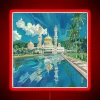 RGB Neon Sign Artistic Digital Illustration of Brunei Landmark Night Scene